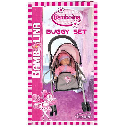 Dimian Bambolina 11.5" Soft Baby Doll with Carrier Cot